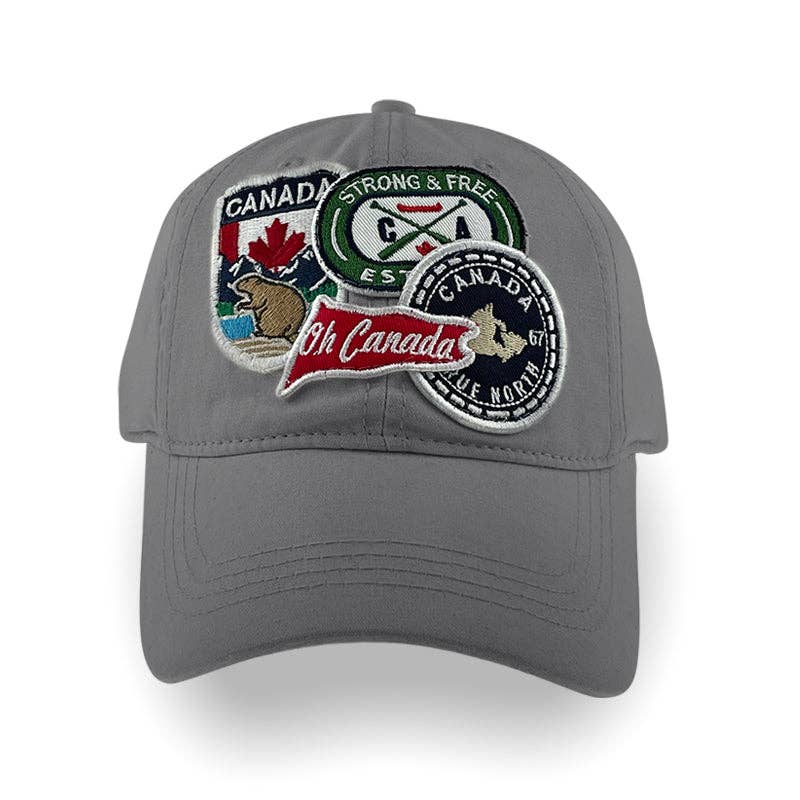 Canada Multi Patches washed canvas Cap: Red