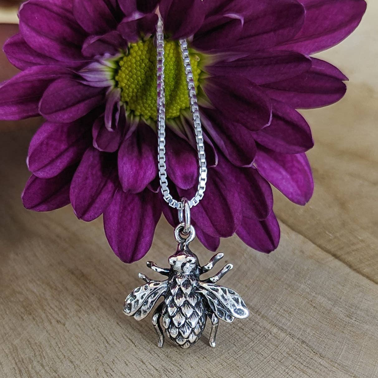 Honey Bee Necklace in Sterling Silver