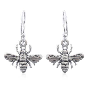 Bumble Bee Dangle Earrings in Sterling Silver