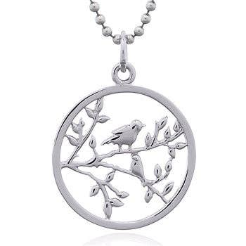 Two Birds in a Tree Necklace Sterling Silver