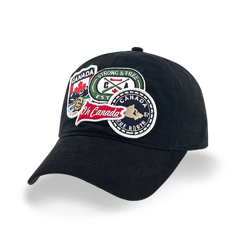 Canada Multi Patches washed canvas Cap: Red