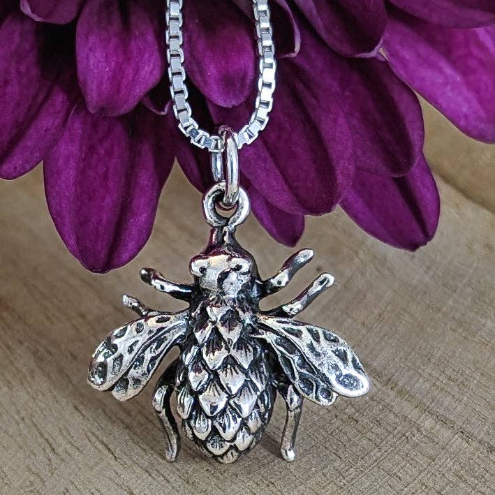 Honey Bee Necklace in Sterling Silver