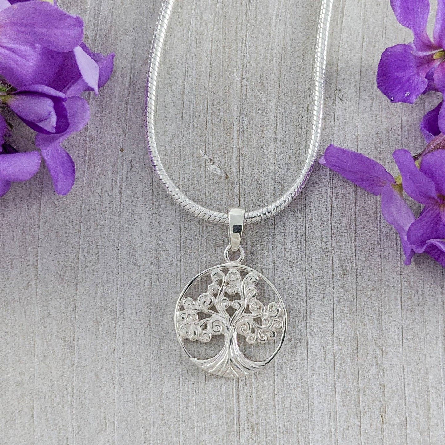 Curly Tree of Life Necklace in Sterling Silver