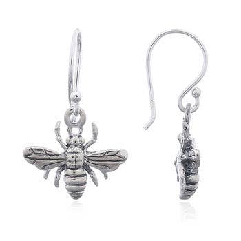 Bumble Bee Dangle Earrings in Sterling Silver