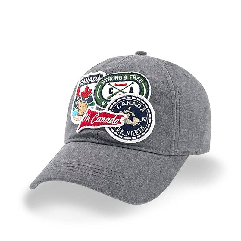 Canada Multi Patches washed canvas Cap: Red