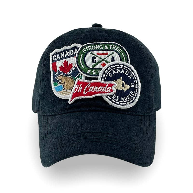 Canada Multi Patches washed canvas Cap: Red
