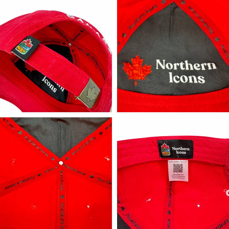 Canada Multi Patches washed canvas Cap: Red