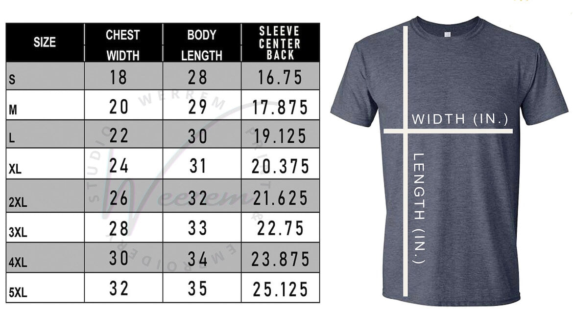 Size Chart Beautiful Pink Pig T-Shirt Unisex Direct to Film Print
