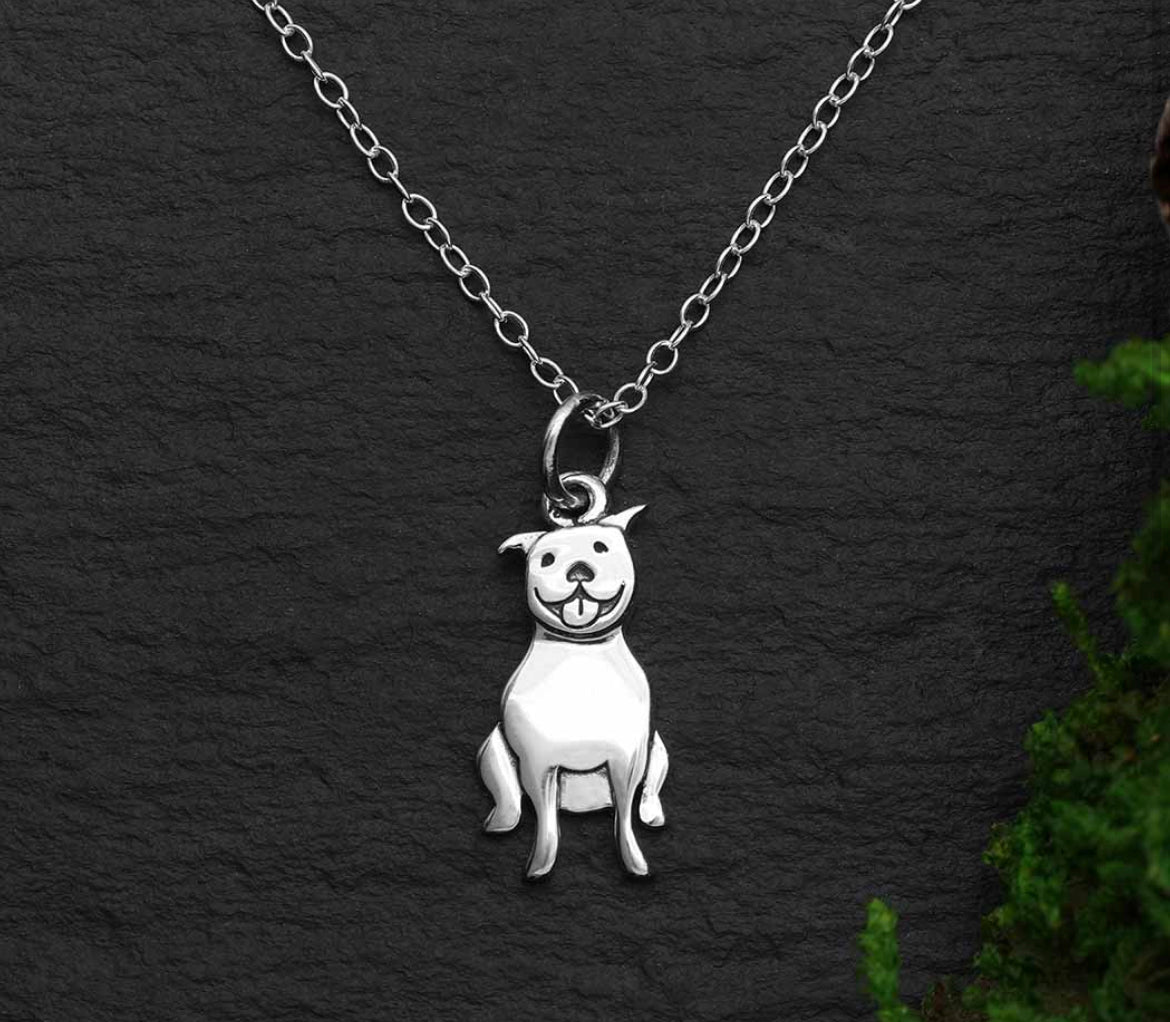 925 Sterling Silver Dog Necklace with 18
