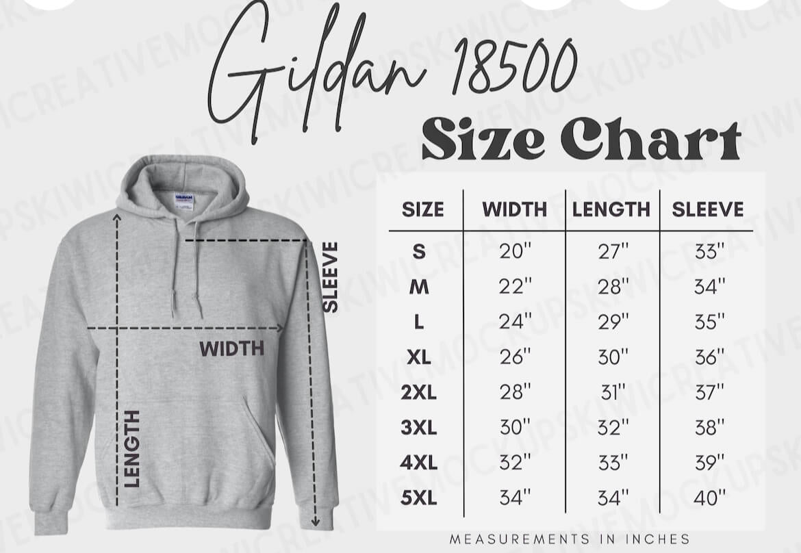 Size Chart Cow Hoodie Unisex Graphite Heather Colour