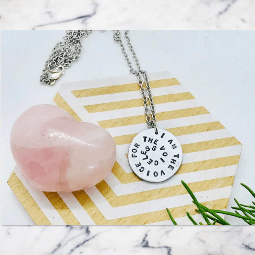 I Am the Voice of the Voiceless Necklace recycled aluminum / 18"