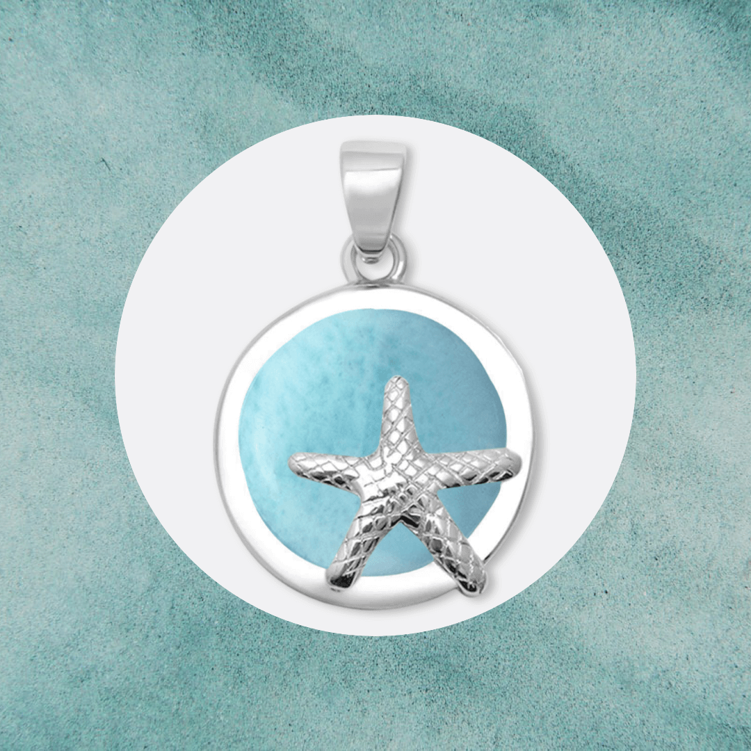 Larimar Starfish Pendant Sterling Silver