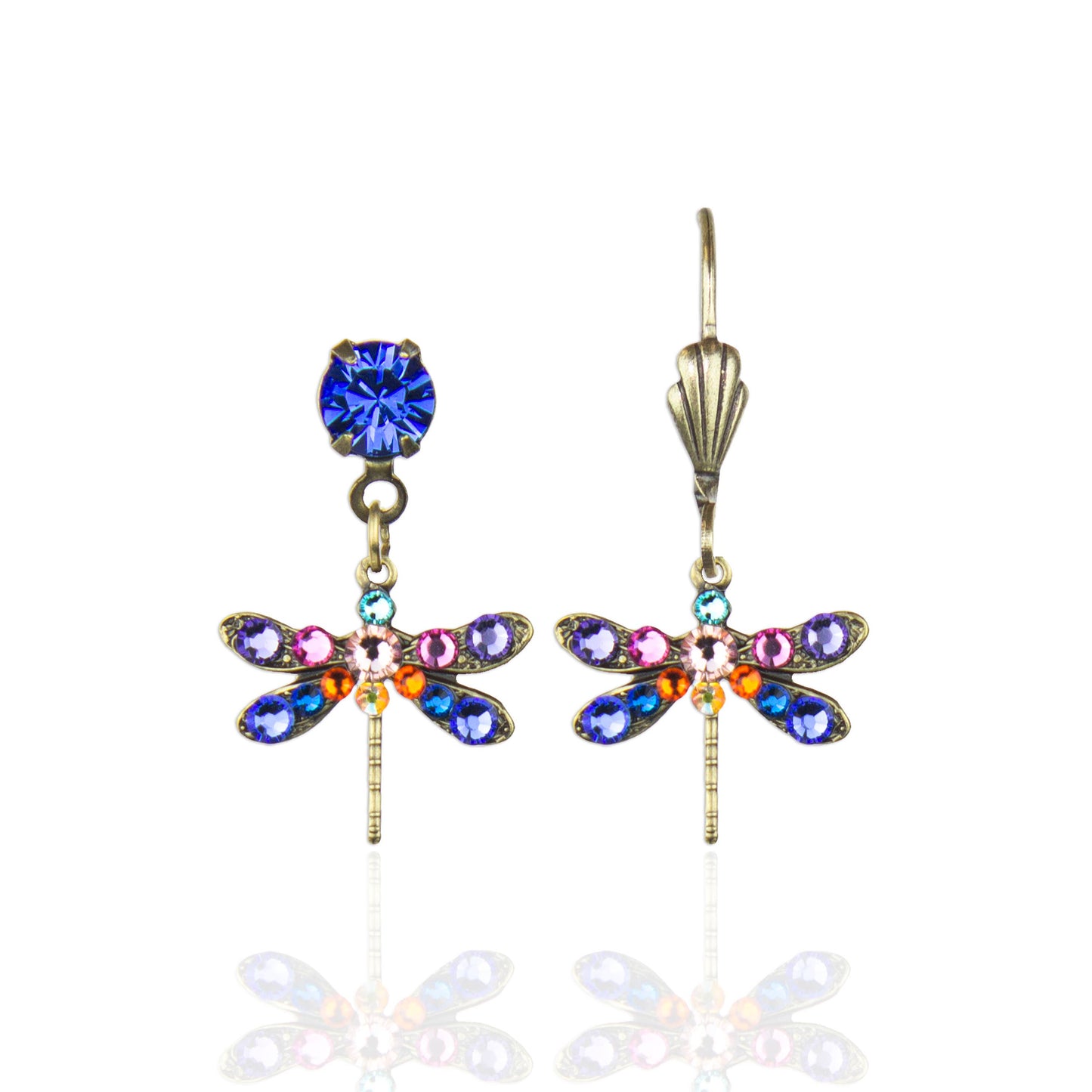 Larissa Crystal Dragonfly Earrings: Leverback
