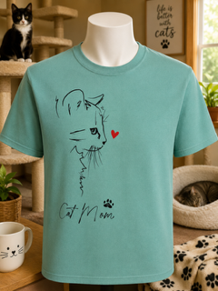 Cat Mom T-Shirt in Aqua