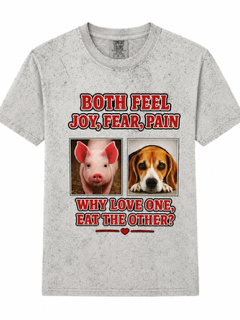 Both Feel Pain Why Love One, Eat the Other? T-Shirt in Colour Burst Grey
