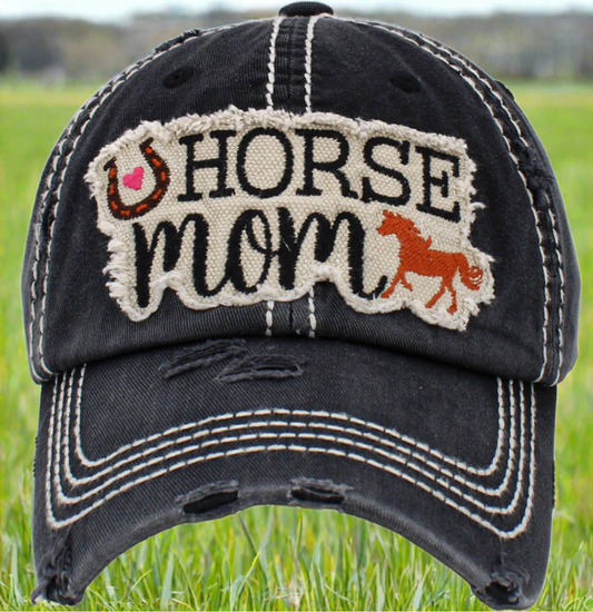 Horse Mom Hat Distressed Baseball Cap