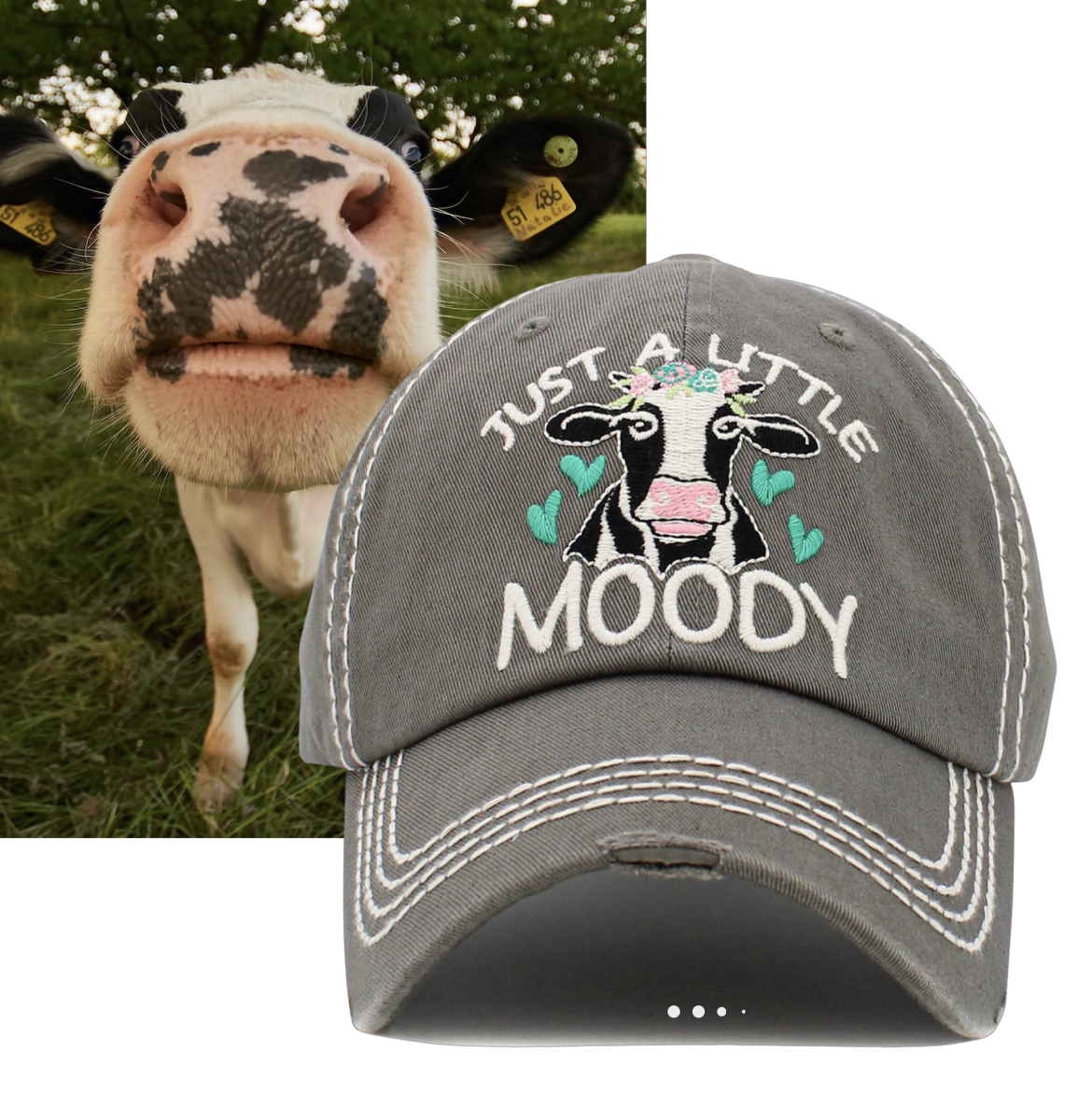 Cow Hat Just A Little Bit Moody Unisex Baseball