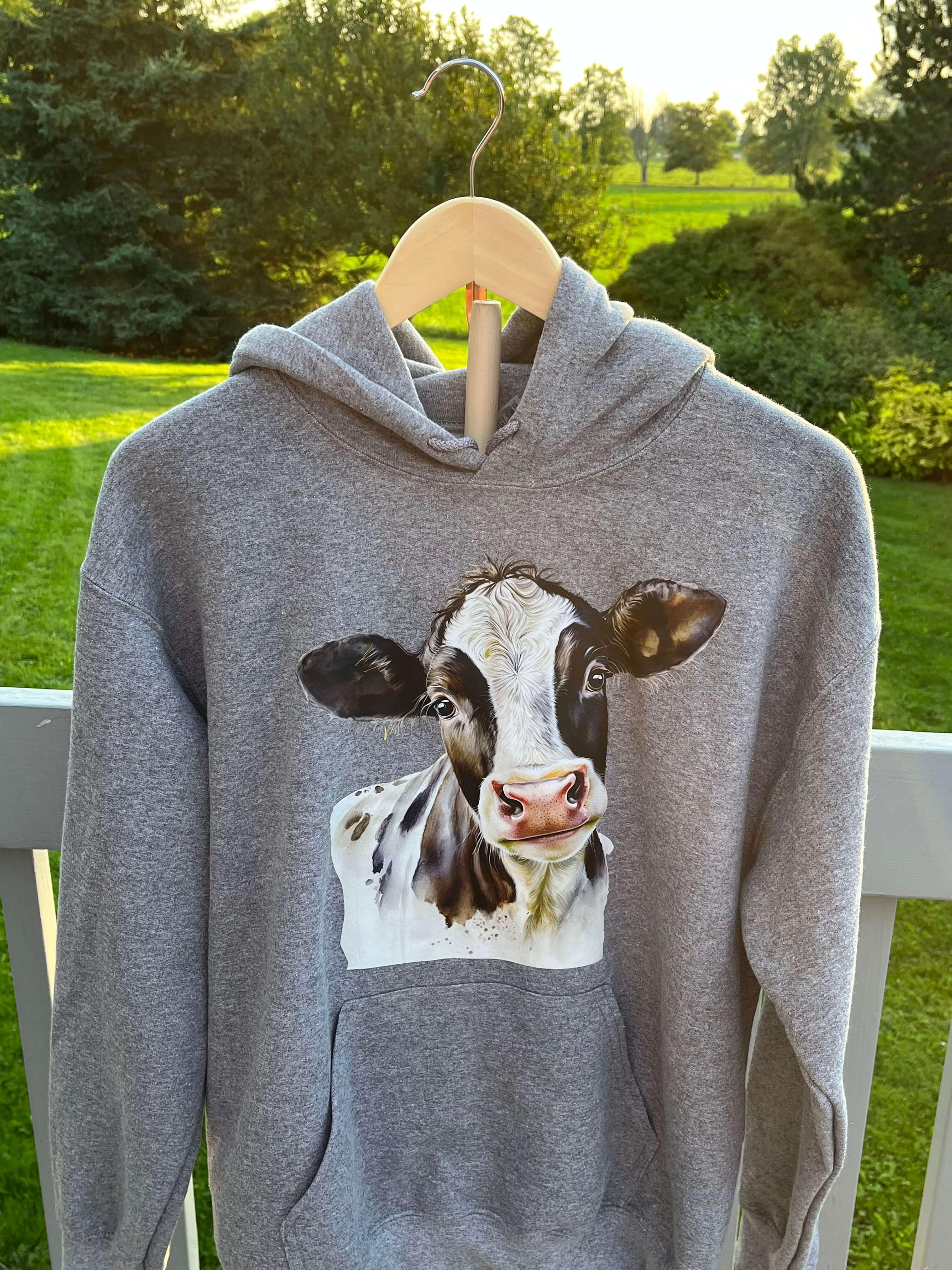 Cow Hoodie Unisex Graphite Heather Colour 8 Cool Cats Jewelry Shop