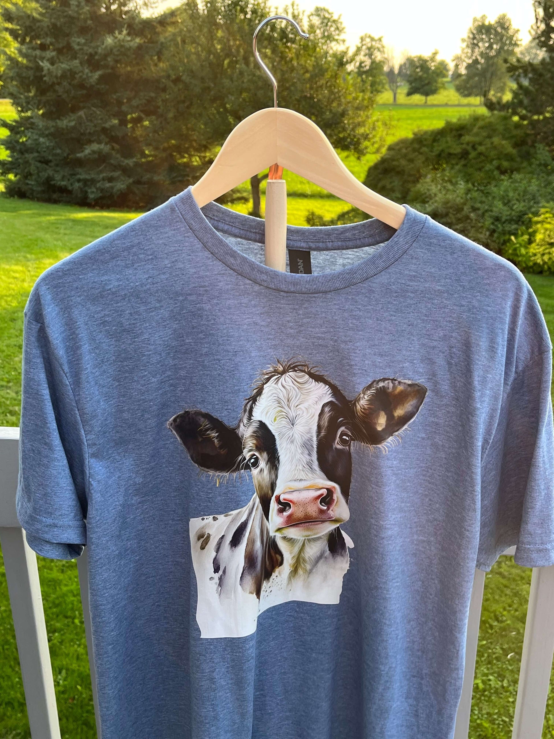 Cow T-Shirt Heather Blue Unisex Heather Blue