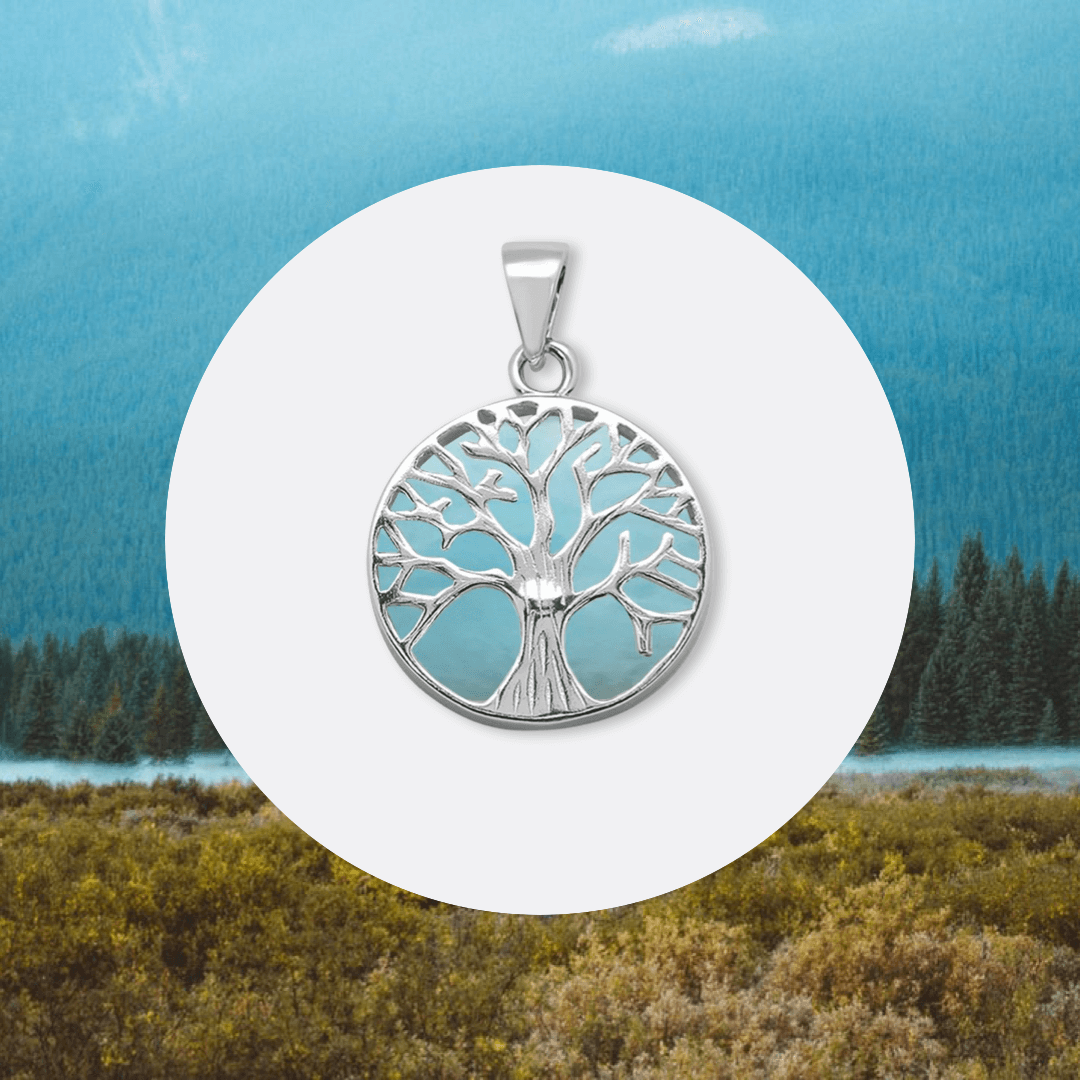 Larimar Tree of Life Pendant Sterling Silver