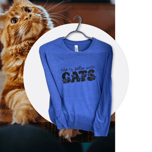 Life is Better with Cats Long Sleeve Shirt Recycled Polyester Unisex