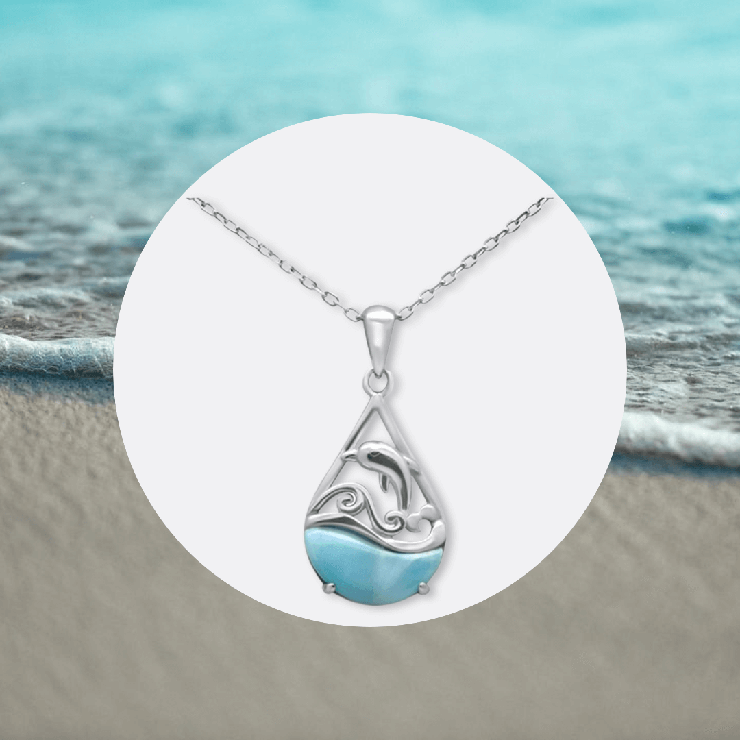 Larimar Dolphin Necklace Sterling Silver