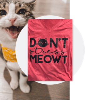 Don't Stress Meowt Screen Printed Cat T-Shirt Ethical Bamboo