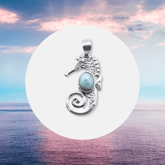 Larimar Seahorse Pendant Sterling Silver