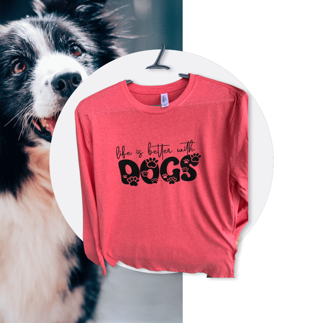 Life is Better with Dogs Long Sleeve Shirt Recycled Polyester Unisex