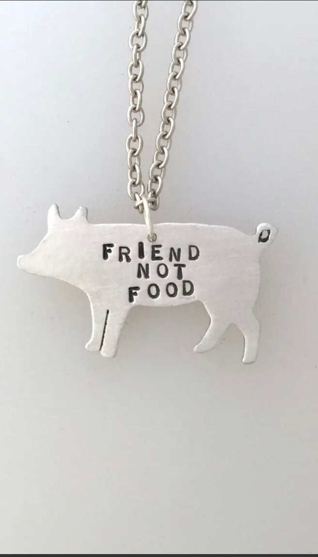Handmade Curly Tail Friend Not Food Pig Necklace