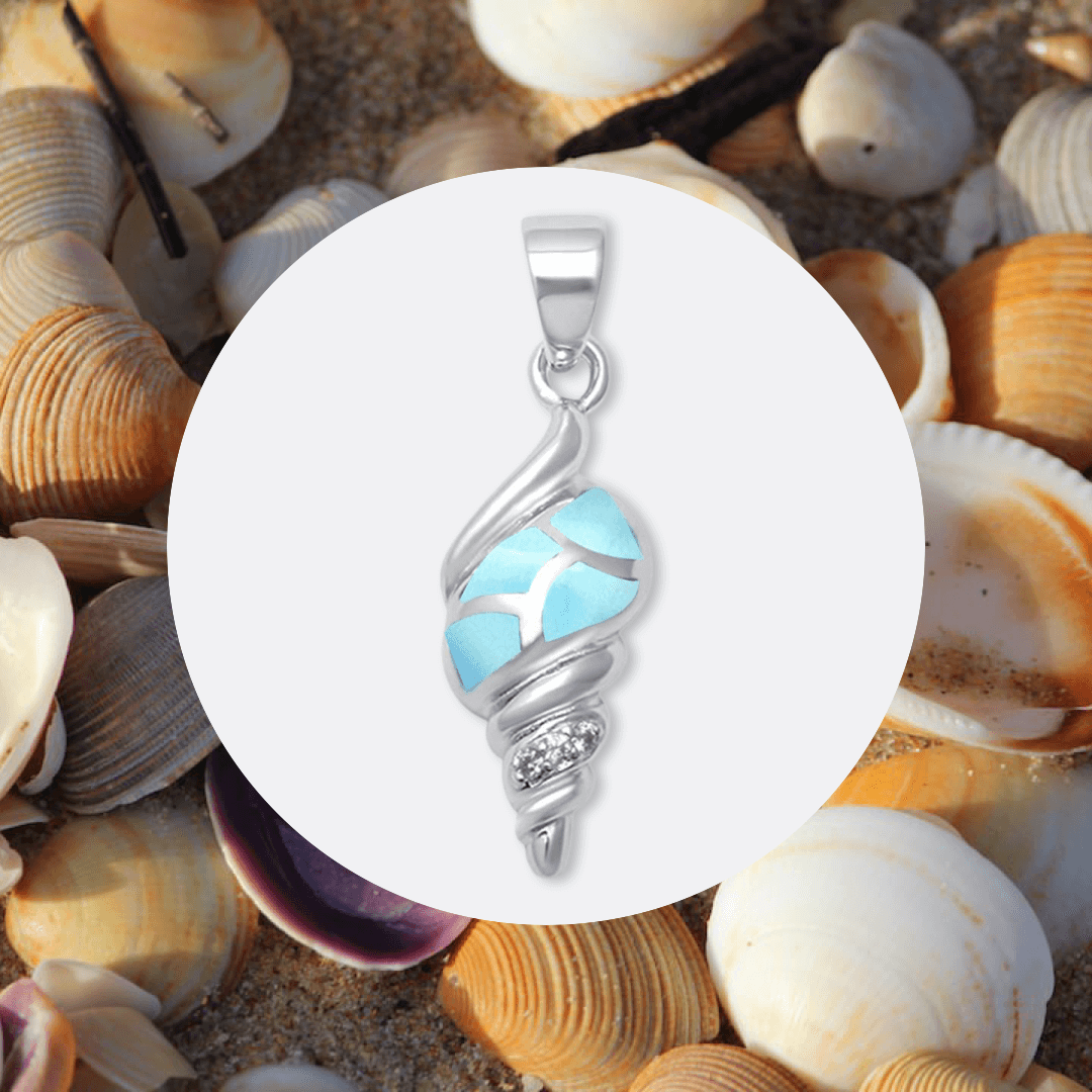 Larimar Twisted Shell Pendant Sterling Silver