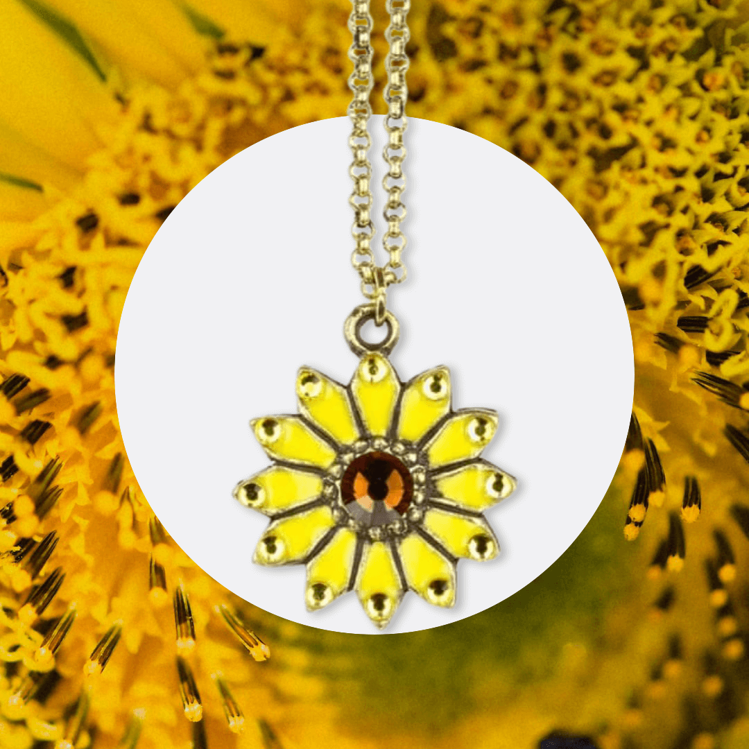 Planting for Peace for Ukraine Crystal Sunflower Necklace