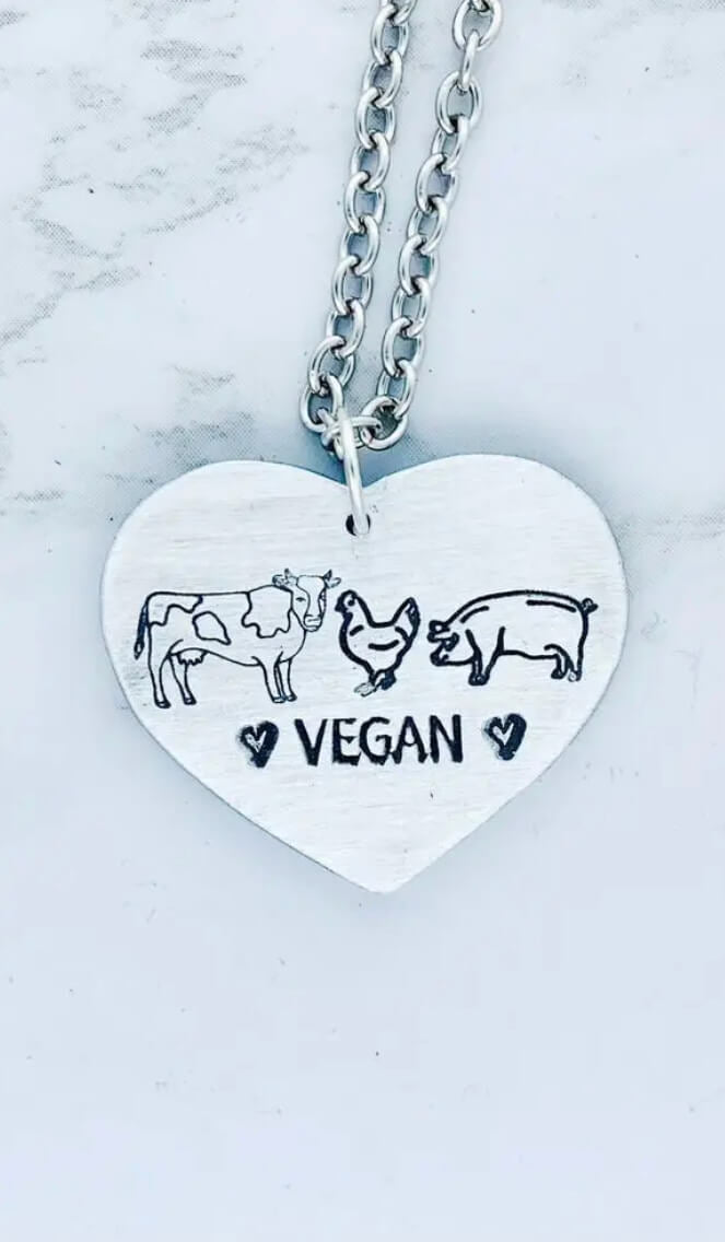 Vegan Farm Animal Heart Necklace