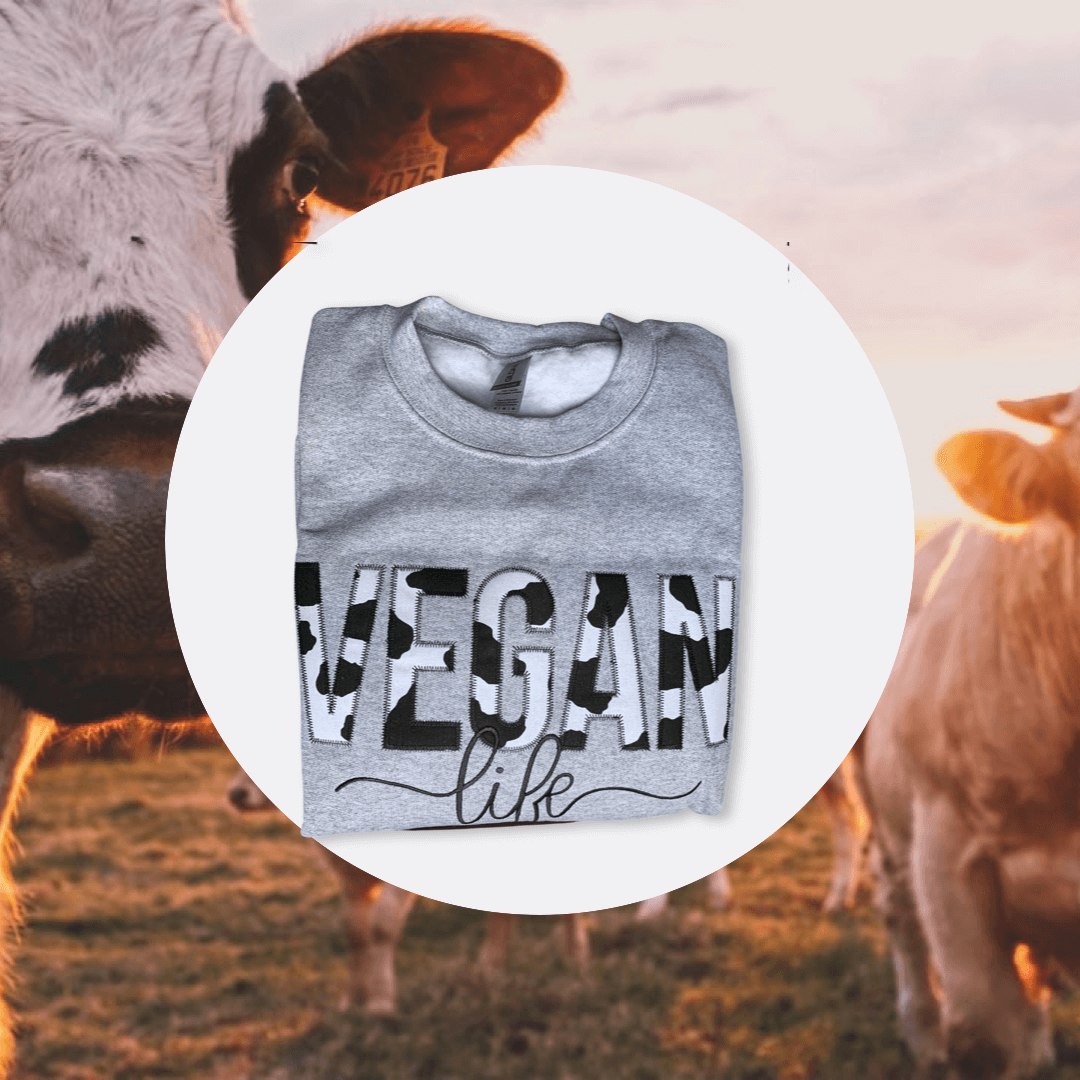 Vegan Life Cow Print Custom Unisex Sweatshirt